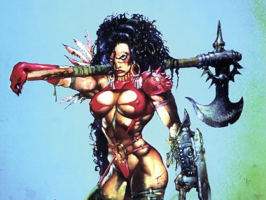 Simon Bisley 重金属奇幻女战士持斧插画