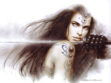 路易斯·罗佑 持剑奇幻女战士插画