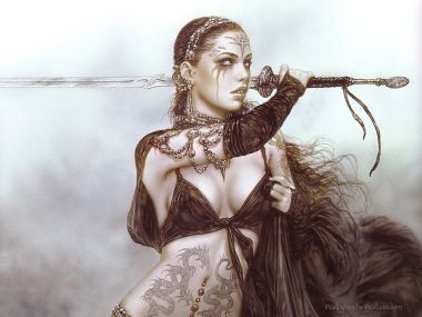 路易斯·罗佑 持剑奇幻女战士插画 颠覆之美