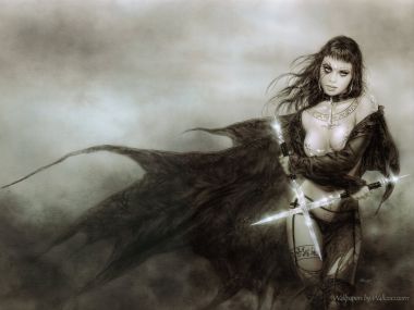 Luis Royo 暗黑奇幻插画 持双剑的赫卡忒女战士