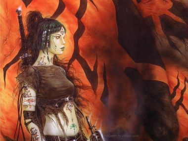 路易斯·罗佑 赛博废土改造女战士奇幻插画