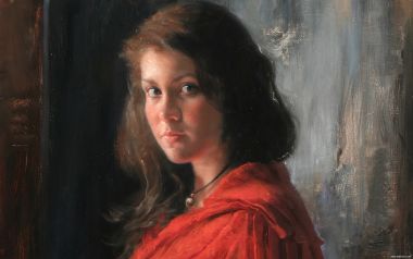 Arsen Kurbanov Girl With Trumpet Oil Painting Detail