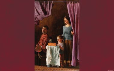 Arsen Kurbanov Glass Ball Family Realistic Oil Painting