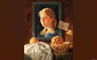 Arsen Kurbanov 镜中少女肖像静物油画