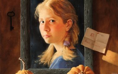 Arsen Kurbanov 镜中少女肖像细节油画