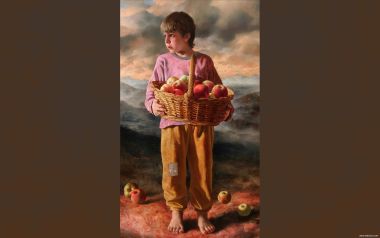 Arsen Kurbanov 2 Apples Realistic Oil Painting