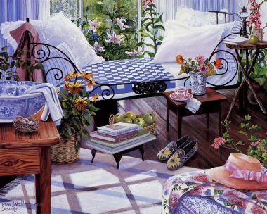 Susan Rios 复古温馨卧室静物油画《休憩》