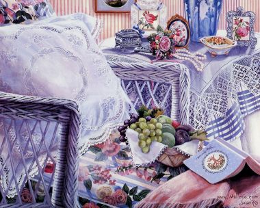 Susan Rios Vintage Cottage Style Still Life Oil Painting