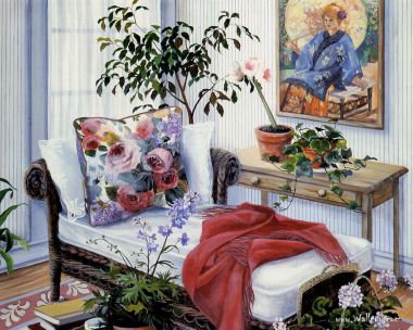 Susan Rios 作品《规划未来》温馨居家角落油画