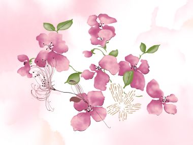 Fresh Pink Watercolor Floral Art Illustration