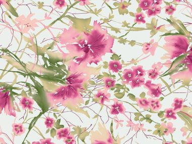 清新粉色水彩花卉艺术插画