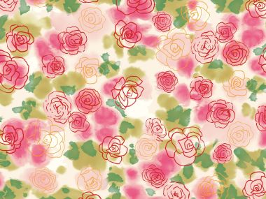 Romantic Watercolor Rose Floral Pattern