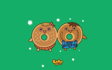 Bake House烘焙坊 拟人甜甜圈情侣卡通插画