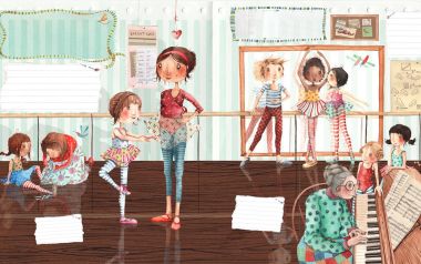 Whimsical Ballet Class Illustration