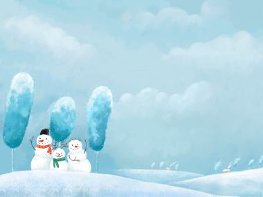 冬日雪人温馨插画