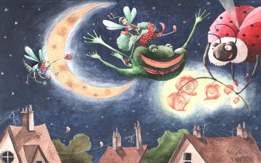 童话梦幻夜空：青蛙与精灵的奇妙冒险