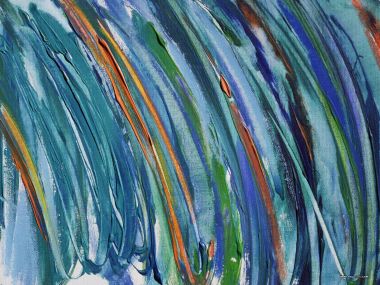 Blue Green Orange Diagonal Brushstroke Abstract Oil Painting Texture Wallpaper