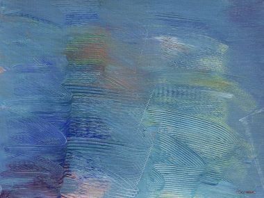 Blue Toned Abstract Oil Paint Brush Canvas Texture Background
