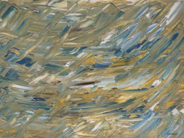 Blue Yellow Impasto Abstract Oil Painting Texture Wallpaper
