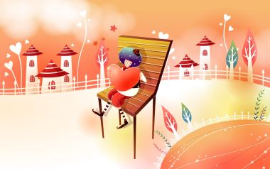 卡通乐园童话城堡与爱心男孩