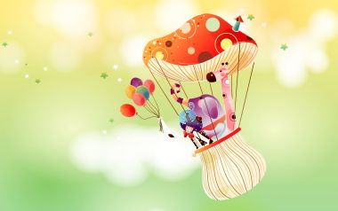 Whimsical Mushroom Hot Air Balloon Adventure
