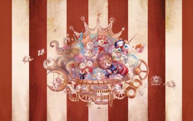 蒸汽朋克风复古马戏团童趣插画壁纸