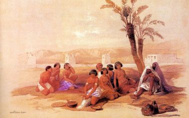 大卫·罗伯茨1838年作品 科尔特的阿比西尼亚人群 古埃及沙漠水彩画