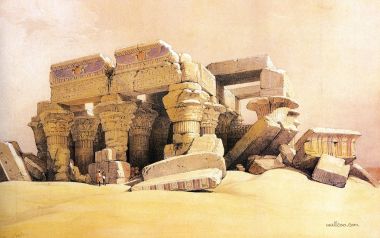 David Roberts 1838年绘 埃及孔翁坡神庙遗址水彩画