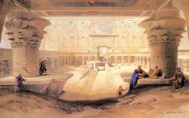 大卫·罗伯茨1838年埃德富神庙全景水彩画