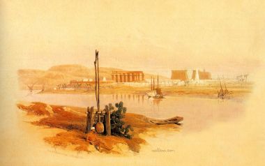 大卫·罗伯茨1838年作品 从西南眺望卢克索遗址水彩风景画
