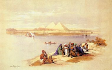 David Roberts 1838年作品 尼罗河远眺吉萨金字塔