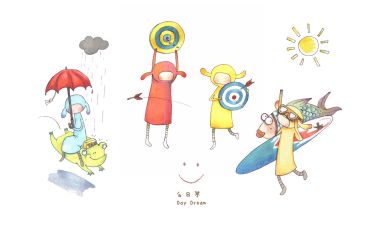 白日梦系列童趣卡通水彩插画