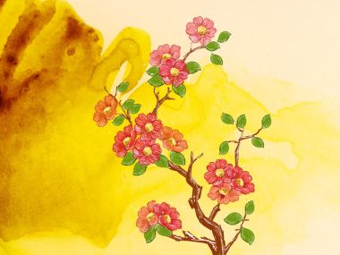 Fresh Watercolor Camellia Flower Illustration