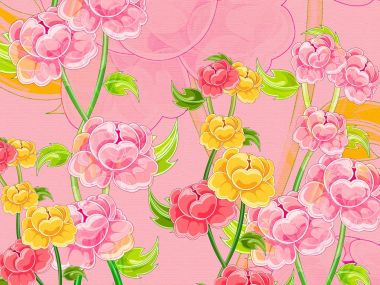 粉色清新牡丹花卉装饰插画