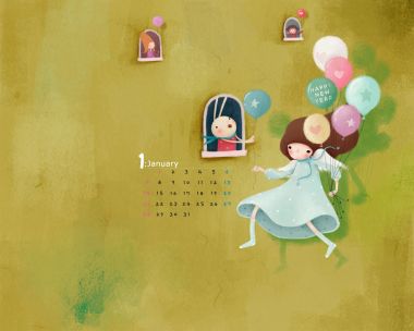 January New Year Fairytale Calendar Wallpaper
