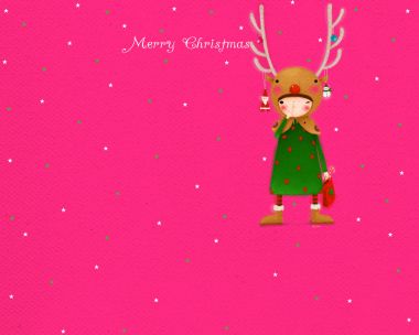 Cute Christmas Reindeer Girl Illustration