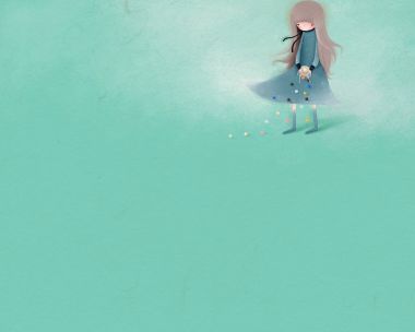 梦幻女孩与彩色珠子插画