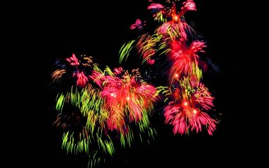 Colorful Festival Fireworks Display On Dark Night Sky