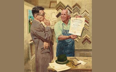 Framing The Doctors Diploma Vintage Illustration