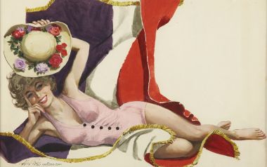 Girl With Flower Decorated Hat Vintage Illustration