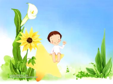 Children Day Cute Little Boy Sit On Yellow Star Illustration