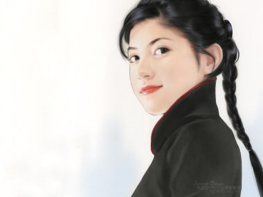 陈淑芬 民国风麻花辫少女肖像插画