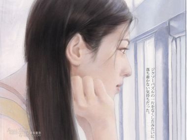 陈淑芬Sweet Days系列 窗边托腮长发女性淡彩人像插画