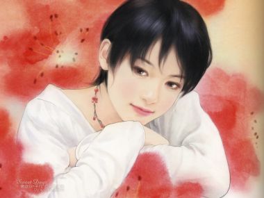 陈淑芬Sweet Days系列 温柔短发少女水彩肖像插画