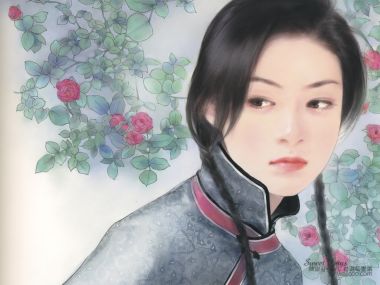 陈淑芬 民国旗袍女子蔷薇唯美插画