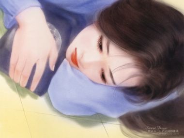 陈淑芬 休憩少女 唯美水彩言情插画