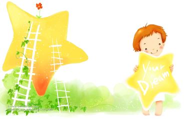 可爱小男孩手持梦想星星 童趣治愈儿童插画
