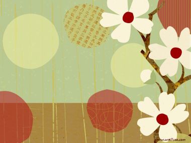 Japanese Style Cherry Blossom And Calligraphy Art