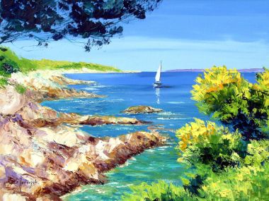Jean-Marc Janiaczyk 南法海岸夏日帆船风景油画