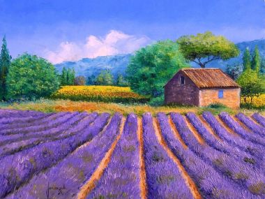 Jean Marc Janiaczyk Provence Lavender Sunflower Field Oil Painting